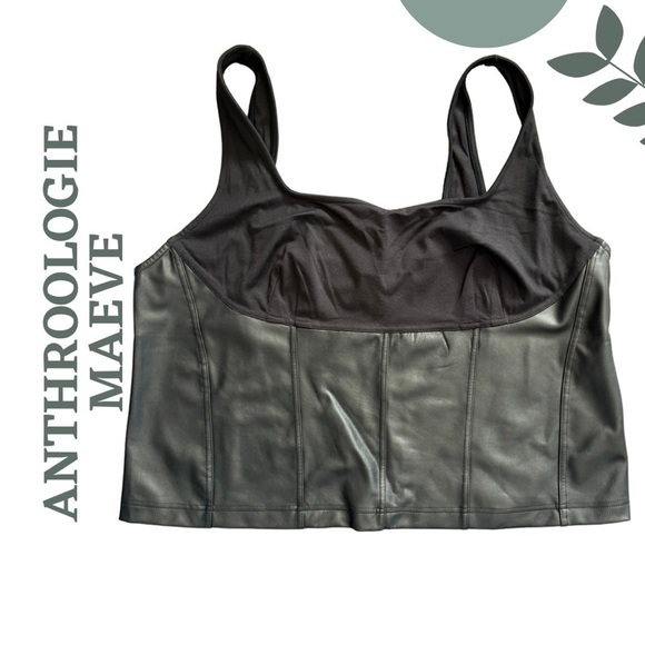 Maeve by Anthropologie Faux-Leather Corset Tank Top – Plus 2X - Picture 3 of 6